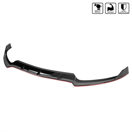 Spec-D Tuning 15-18 Mercedes Benz W205 Front Bumper Lip Glossy Black With Red Trim LPF-BW20515GB-RD-PQ